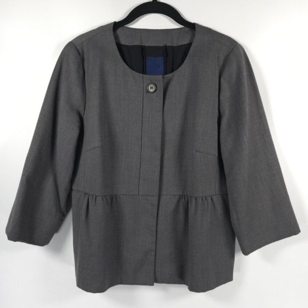 J. CREW SUITING 100% WOOL Hidden Button Jacket Peplum Blazer Coquette Size 12